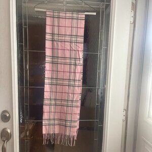 Cashmink V Fraas West Germany Scarf Pink Blk White 52" L 11.5" W Soft RN66349